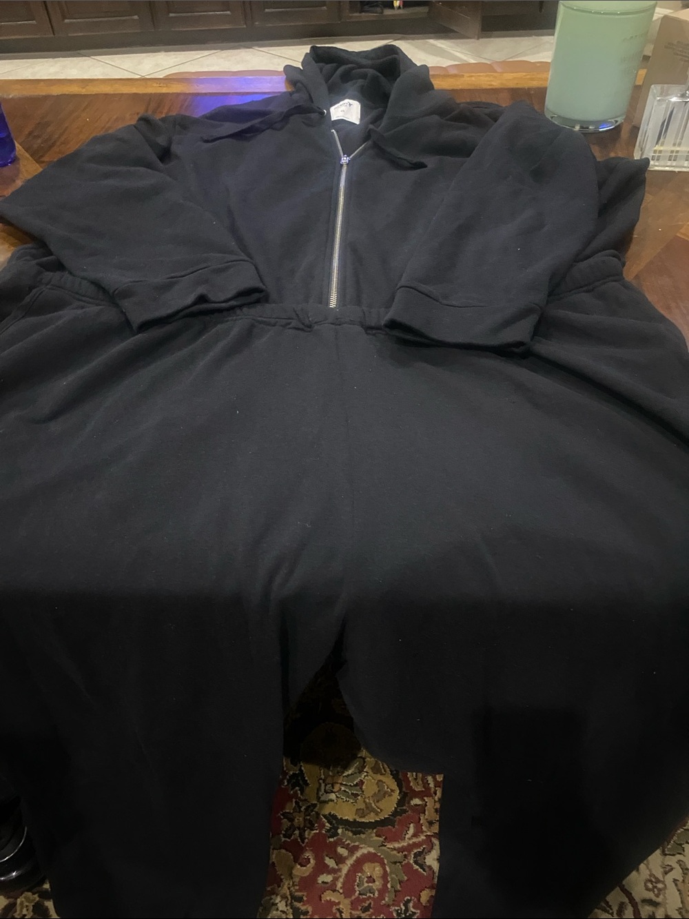 Plus Size Old Navy Black Zip-Front Hoodie Jumpsuit